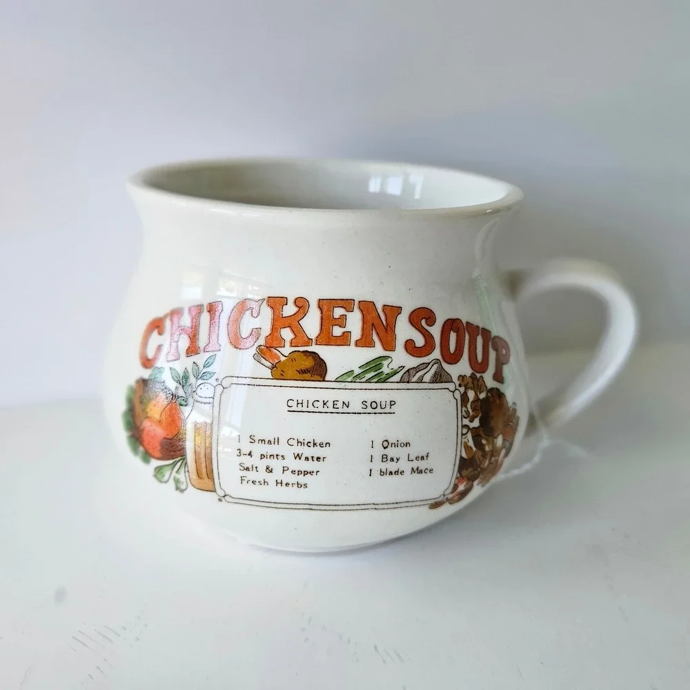 Vtg Chicken Soup Recipe Ceramic‎ Mug Oversized